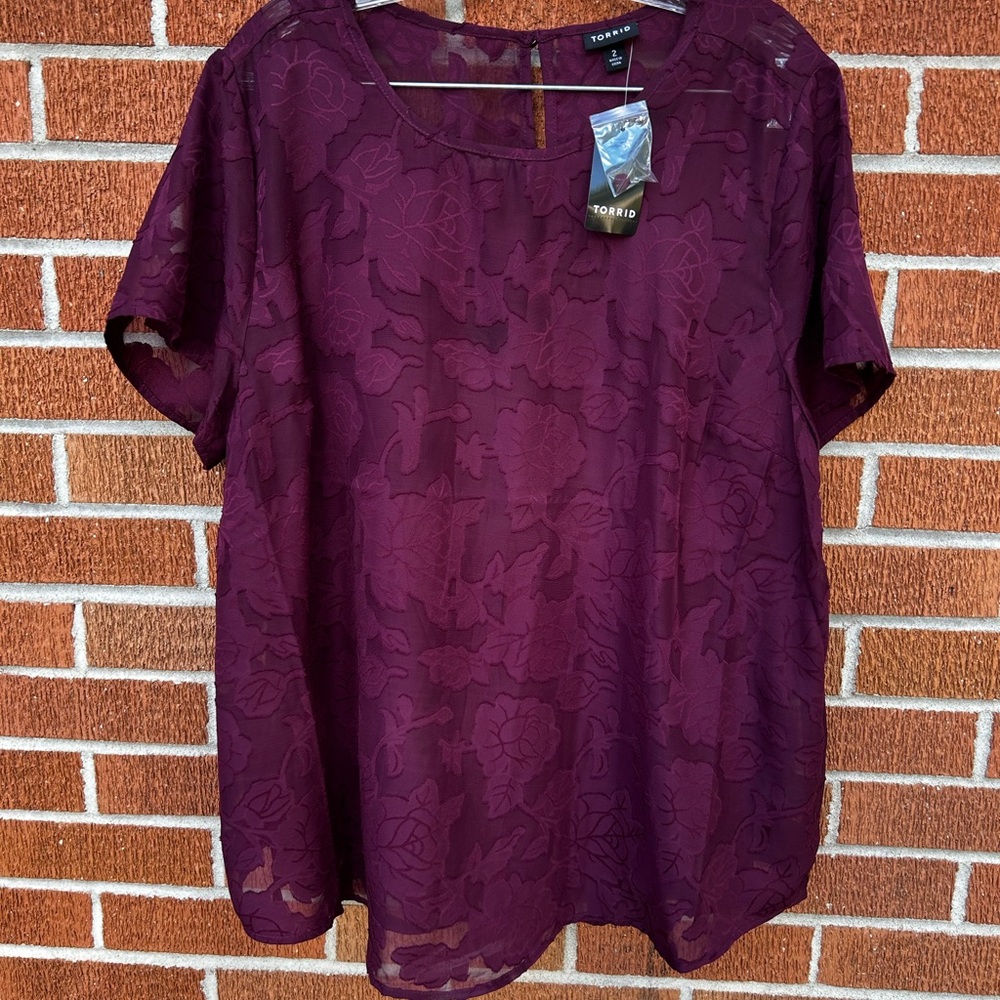 Torrid Dark Plum Floral Lace Top